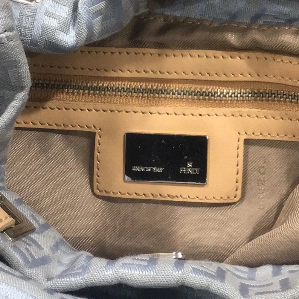 Fendi Handbag Tote Light Blue Oyster Cloth Canvas $1200 - Picture 2 of 11